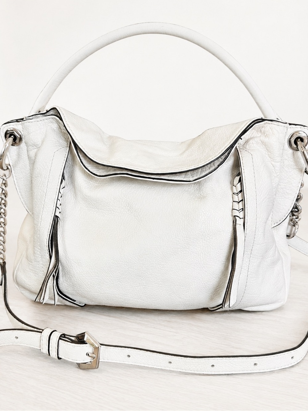 OrYANY Danielle Pebbled Leather Convertible Shoulder Bag White Medium